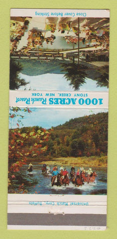 Matchbook Cover - 1000 Acres Ranch Resort Stony Creek NY 30 Strike