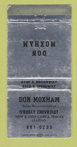 Matchbook Cover - O'Rielly Chevrolet Don Maxham Tucson AZ WORN 30 Strike