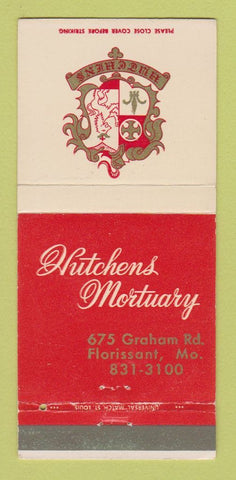 Matchbook Cover - Hutchens Mortuary Florissant MO 30 Strike