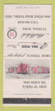 Matchbook Cover - Mallchok Funeral Home Parma OH 30 Strike