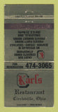 Matchbook Cover - Karls Restaurant Circleville OH WEAR 30 Strike