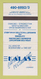 Matchbook Cover - Kalas Garden Restaurant Willowdale ON 30 Strike
