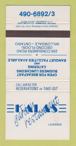 Matchbook Cover - Kalas Garden Restaurant Willowdale ON 30 Strike