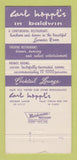 Matchbook Cover - Carl Hoppl's Restaurant Baldwin NY 30 Strike