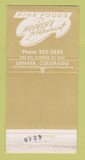 Matchbook Cover - Hoover's Restaurant Arthur Angelo Denver Colorado 30 Strike