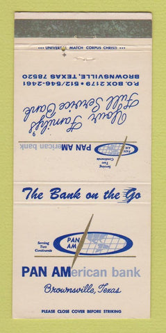 Matchbook Cover - Pan American Bank Brownsville TX 30 Strike