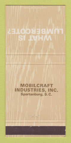 Matchbook Cover - Lumbercote Mobilcraft Industries Spartanburg SC 30 Strike