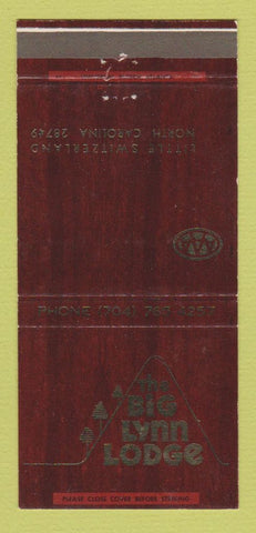 Matchbook Cover - Bigg Lynn Lodge Little Switzerland NC 30 Strike
