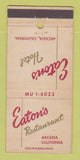 Matchbook Cover - Eaton's Restaurant Arcadia CA WEAR 30 Strike