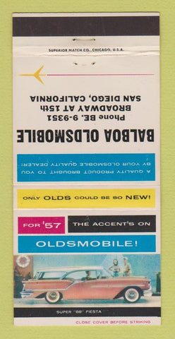 Matchbook Cover - 1957 Oldsmobile Balboa San Diego CA 30 Strike