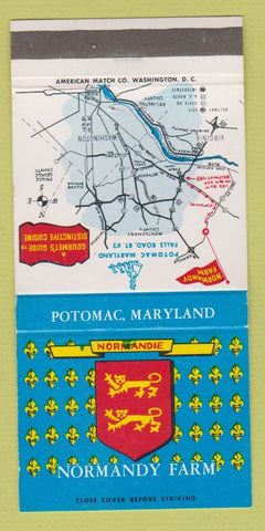 Matchbook Cover - Normandy Farm Potomac MD WEAR 30 Strike