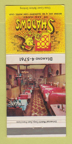 Matchbook Cover - Shadows Restaurant San Mateo CA WEAR 30 Strike