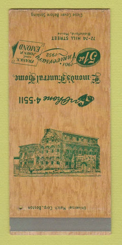Matchbook Cover - Emond's Funeral Home 1952 Biddeford ME SAMPLE 30 Strike
