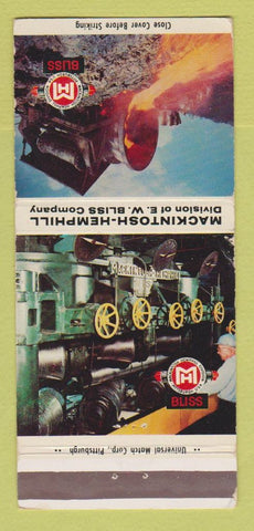 Matchbook Cover - Mackintosh Hemphill Bliss Iron Steel Pittsburgh PA 30 Strike