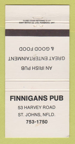 Matchbook Cover - Finnigans Pub St Johns NF 30 Strike