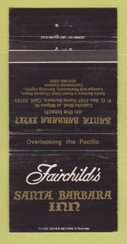 Matchbook Cover - Fairchild's Santa Barbara Inn CA WEAR 30 Strike