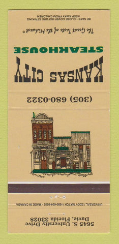 Matchbook Cover - Kansas City Steak House Davie FL 30 Strike