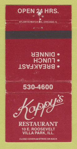 Matchbook Cover - Kappy's Restaurant Villa Park IL WEAR 30 Strike