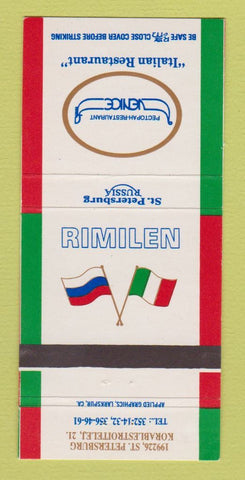 Matchbook Cover Rimilen St Petersburg Russia Venice Italian Restaurant 30 Strike