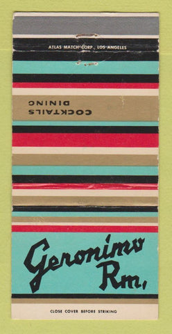 Matchbook Cover - Geronimo Room Coffee Dan's Phoenix AZ 30 Strike