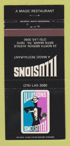 Matchbook Cover - Illusions Magic Restaurant Bryn Mawr PA 30 Strike