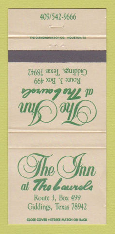 Matchbook Cover - The Inn at the Laurels Giddings TX 30 Strike