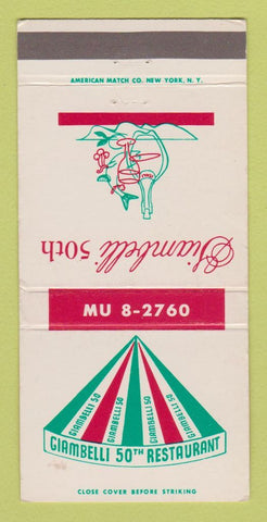Matchbook Cover - Giambelli Restaurant 50th New York City 30 Strike