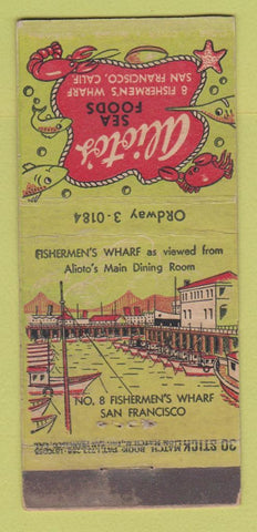 Matchbook Cover - Alioto's Seafood San Francisco CA WORN 30 Stick