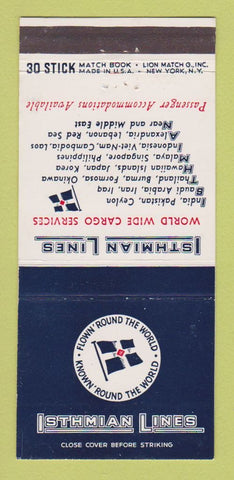 Matchbook Cover - Isthmian Lines Cargo Shipping  30 Stick