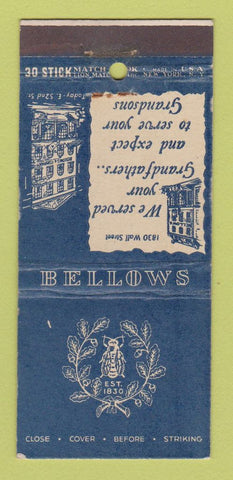 Matchbook Cover - Bellows  Importers Liquor 30 Stick