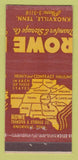 Matchbook Cover - Rowe Transfer Trucking Knoxville TN MISCUT 30 Stick