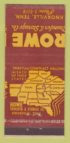 Matchbook Cover - Rowe Transfer Trucking Knoxville TN MISCUT 30 Stick