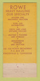 Matchbook Cover - Rowe Transfer Trucking Knoxville TN MISCUT 30 Stick