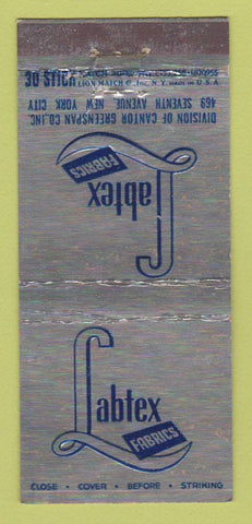 Matchbook Cover - Labtex Fabrics New York City Cantor Greenspan WEAR 30 Stick