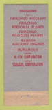 Matchbook Cover - Fairchild Engine Airplane Corp New York City WEAR 30 Stick