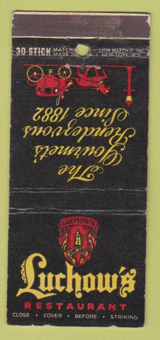 Matchbook Cover - Luchow's Restaurant New York City WEAR 30 Stick