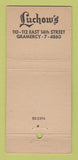 Matchbook Cover - Luchow's Restaurant New York City WEAR 30 Stick