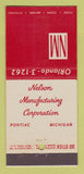 Matchbook Cover - Nelson Manufacturing Corp Pontiac MI 30 Stick