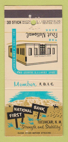 Matchbook Cover - First National Bank Tucumcari NM 30 Stick