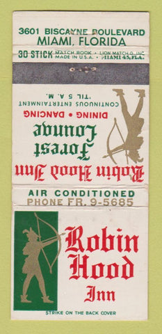 Matchbook Cover - Robin Hood Inn Miami FL WEAR 30 Stick