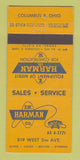 Matchbook Cover - Harman Construction Equipment Columbus OH 30 Stick