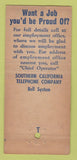 Matchbook Cover - Southern California Telephone Bell girlie 30 Stick