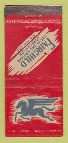 Matchbook Cover - Fairchild Engine Airplane Corp New York City WEAR 30 Stick
