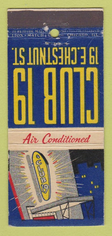 Matchbook Cover - Club 19 Chicago IL WEAR 21 Strike Feature