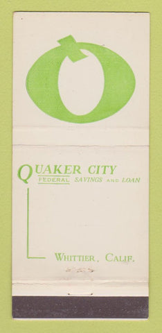 Matchbook Cover - Quaker City Federal Savings Loan Whittier CA 30 Stick