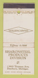 Matchbook Cover - Sharon Steel Products Dearborn MI WEAR 30 Stick