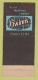 Matchbook Cover - Gwinn's Restaurant Pasadena CA 30 Stick