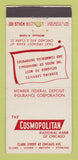 Matchbook Cover - Cosmopolitan Bank of Chicago IL 30 Stick