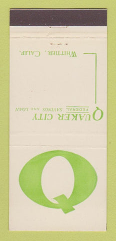 Matchbook Cover - Quaker City Federal Savings Loan Whittier CA 30 Stick