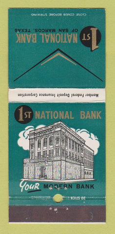 Matchbook Cover - 1st National Bank San Marcos TX 30 Stick